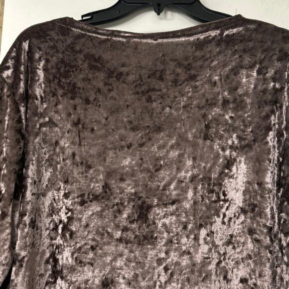 Pol Chocolate Brown Crushed Velvet Relaxed Boxy Fit Top Size Medium - Picture 6 of 7
